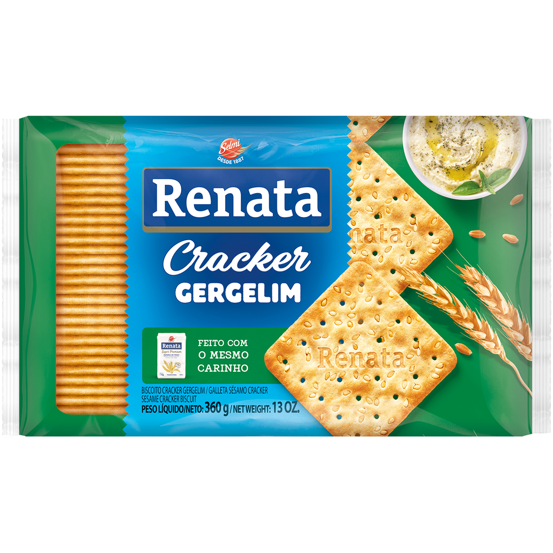 Biscoito Cracker com Gergelim Renata Pacote 360g&nbsp;