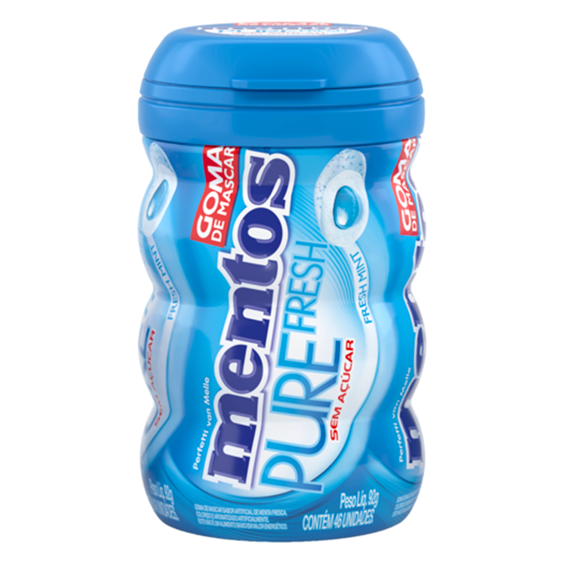 Goma de Mascar Fresh Mint Zero A&ccedil;&uacute;car Pure Fresh Mentos Pote 92g C/46 Unidades