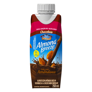 Bebida à Base de Amêndoa Chocolate Zero Açúcar Blue Diamond Almond Breeze Caixa 250ml
