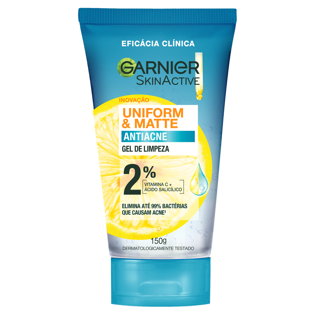 Gel de Limpeza Facial Antiacne Uniform e Matte SkinActive Garnier Bisnaga 150g