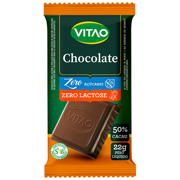 Chocolate 39% Cacau Zero Lactose Zero Açúcar Vitao Pacote 22g
