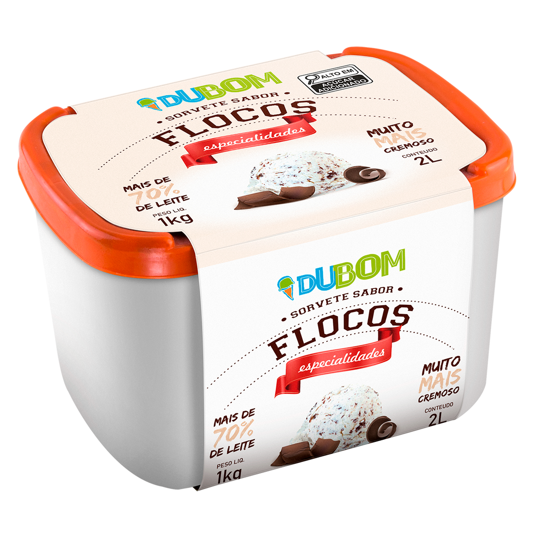 Sorvete Flocos Dubom Pote 2l