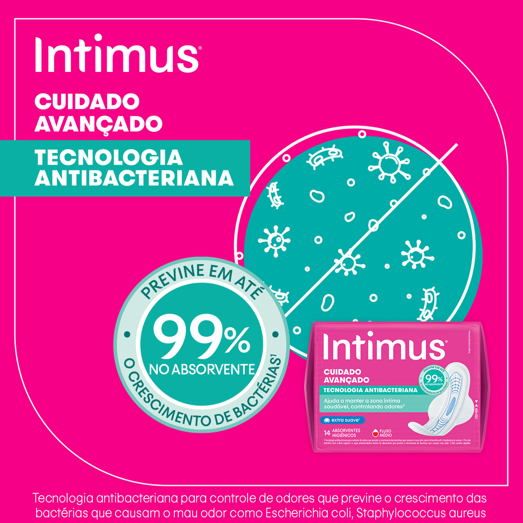 Absorvente com Abas Antibacteriano Ultrafino Intimus Pacote 28 Unidades Leve Mais Pague Menos