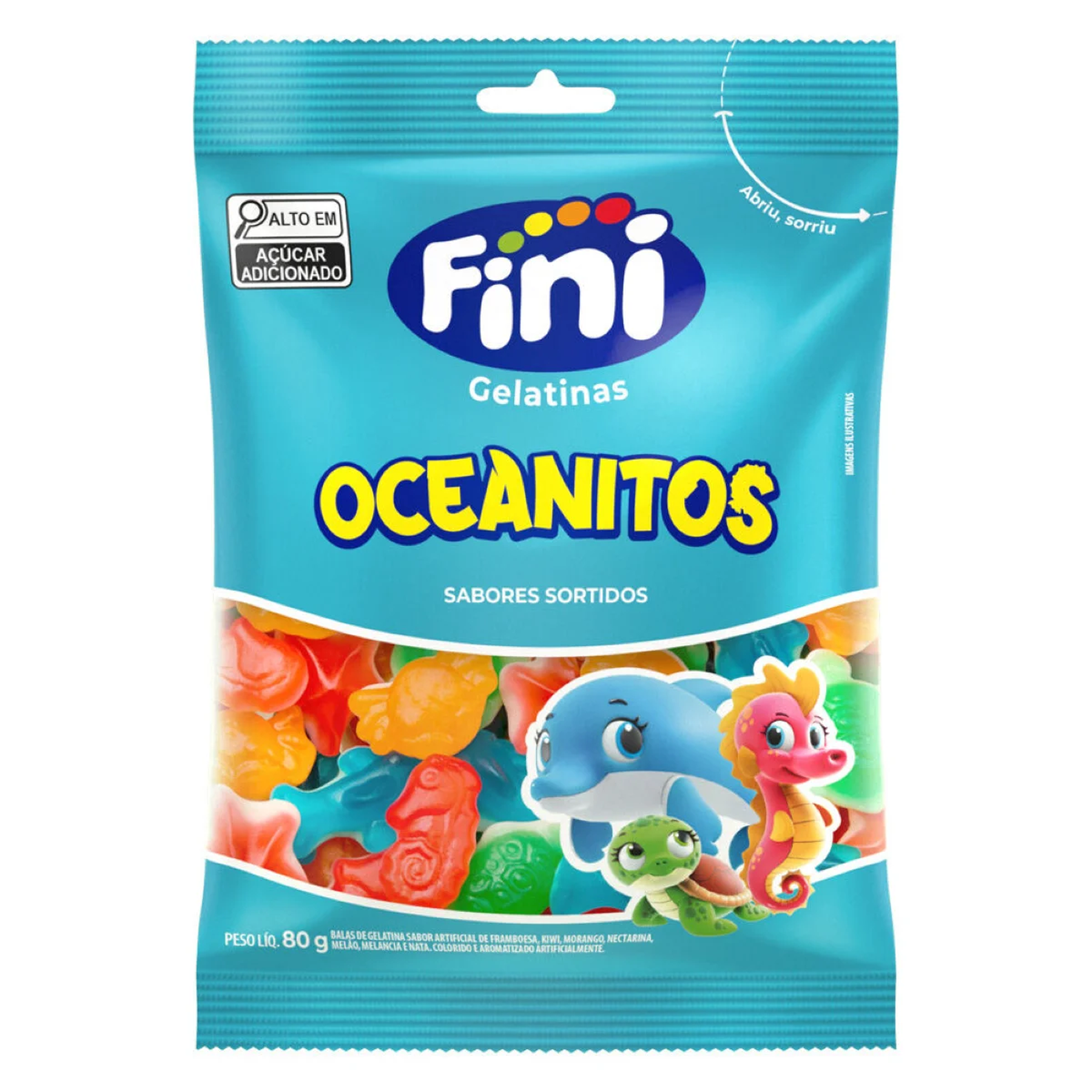 Bala de Gelatina Fini Oceanitos Pacote 80g&nbsp;
