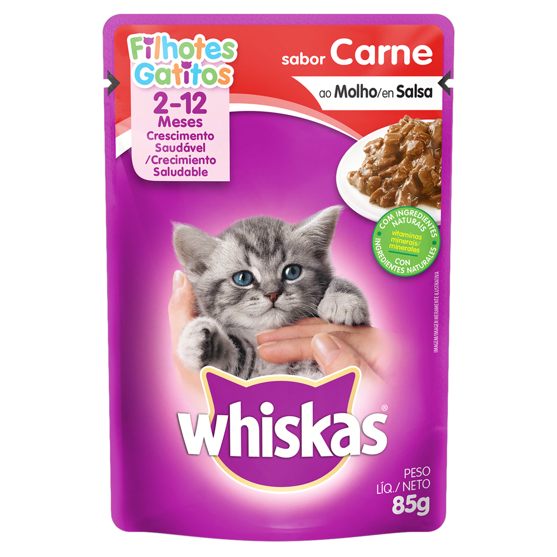 Alimento para Gatos Filhotes Carne Jelly Whiskas Sachê 85g