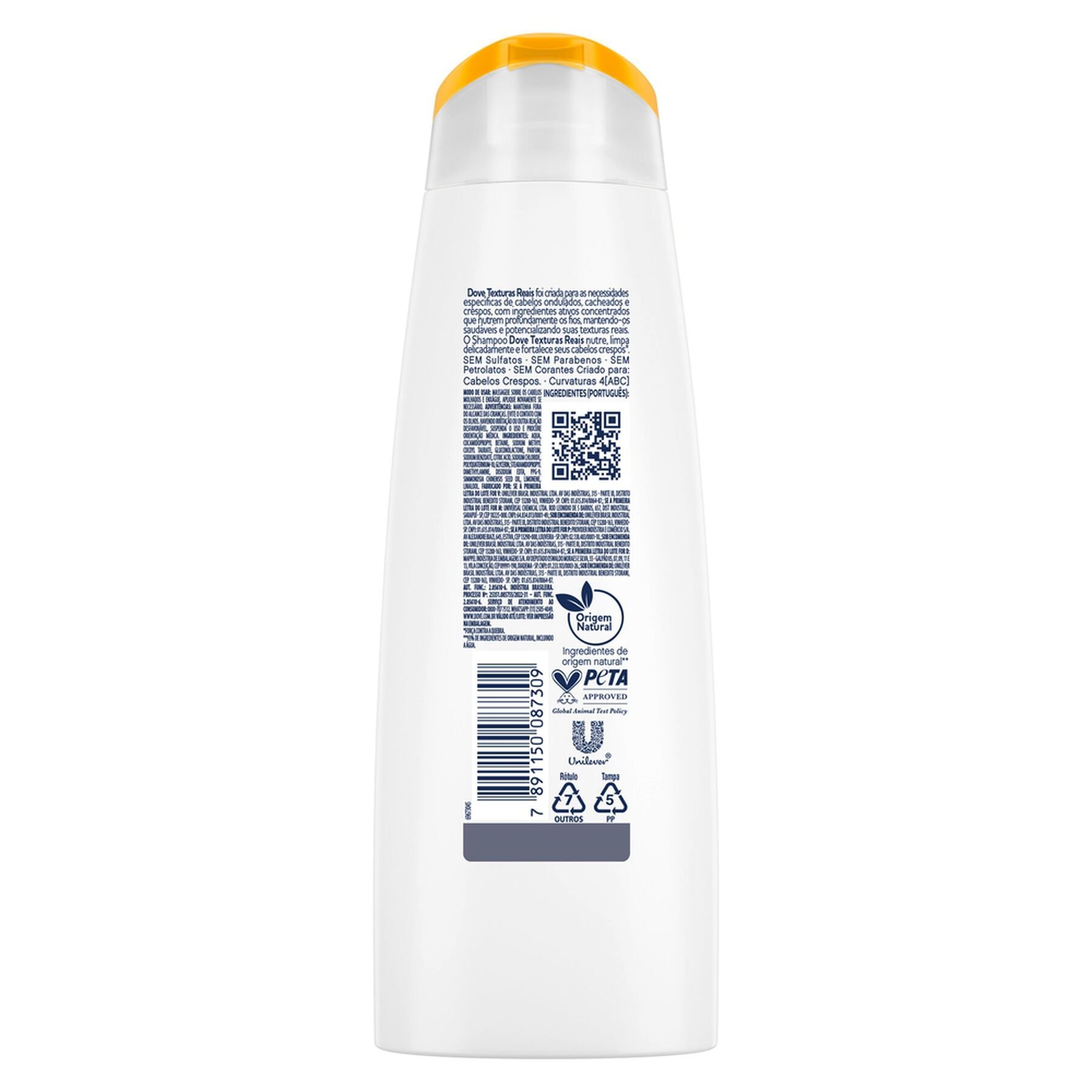 Shampoo Texturas Reais Crespos Dove Frasco 355ml