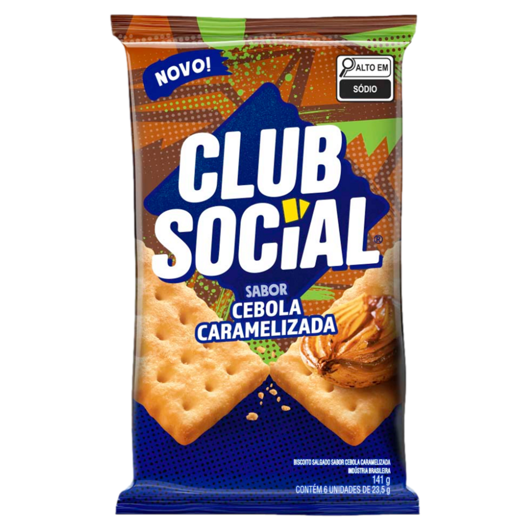 Pack Biscoito Cebola Caramelizada Club Social Pacote 141g C/6 Unidades
