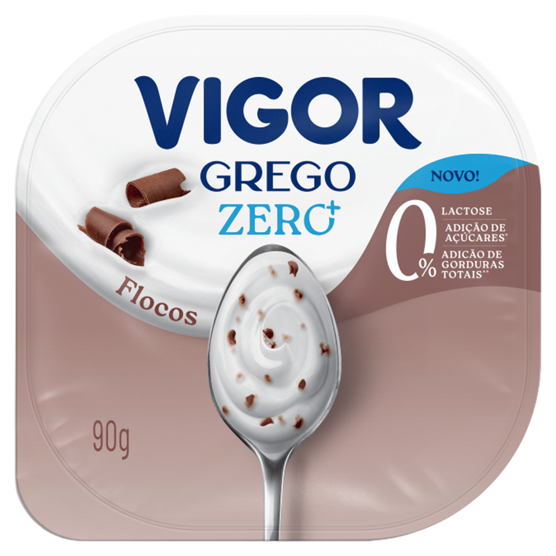 Iogurte Grego Desnatado Flocos Zero Lactose Vigor Zero+ Pote 90g