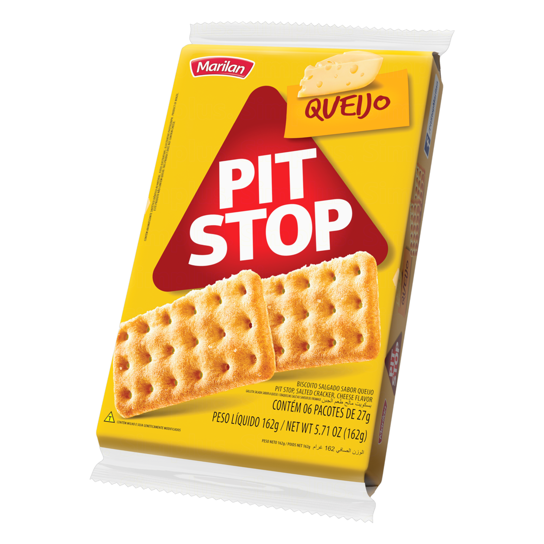 Pack Biscoito Queijo Marilan Pit Stop Pacote 162g 6 Unidades