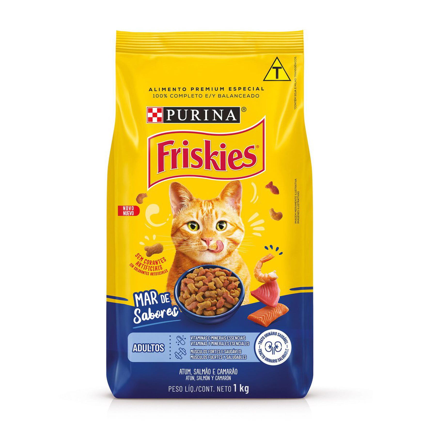 Alimento para Gatos Adultos Peixe e Frutos do Mar Purina Friskies Pacote 1kg