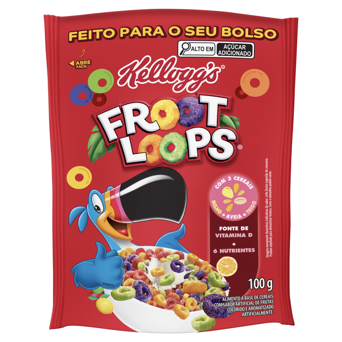 Cereal Matinal Frutas Froot Loops Kellogg's Sach&ecirc; 100g