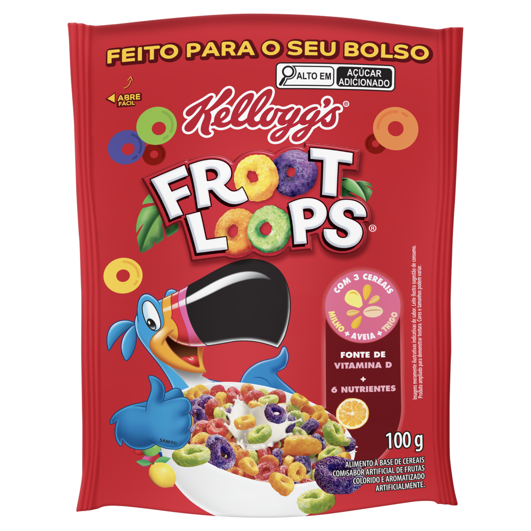 Cereal Matinal Frutas Froot Loops Kellogg's Sach&ecirc; 100g