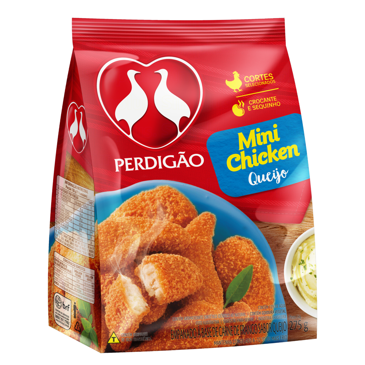 Empanado de Frango Queijo Perdig&atilde;o Mini Chicken Pacote 275g