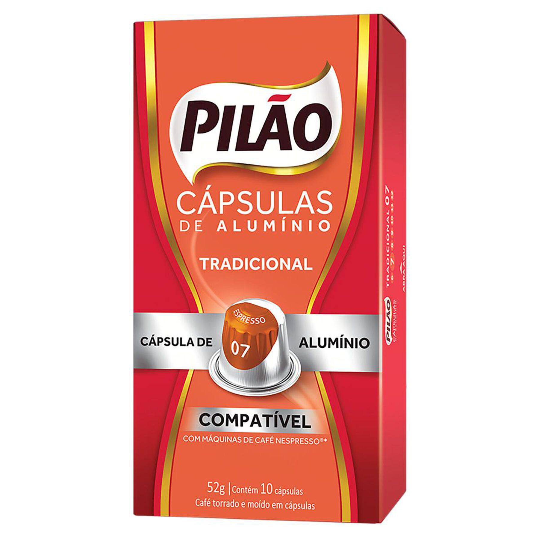 Café em Cápsula Torrado e Moído Espresso 07 Tradicional Pilão Caixa 52g C/10 Unidades