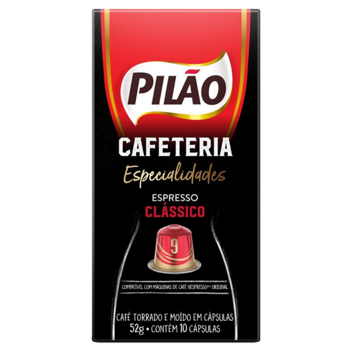 Caf&eacute; em C&aacute;psula Torrado e Mo&iacute;do Espresso Cl&aacute;ssico  Cafeteria Especialidades Pil&atilde;o Caixa 52g C/10 Unidades