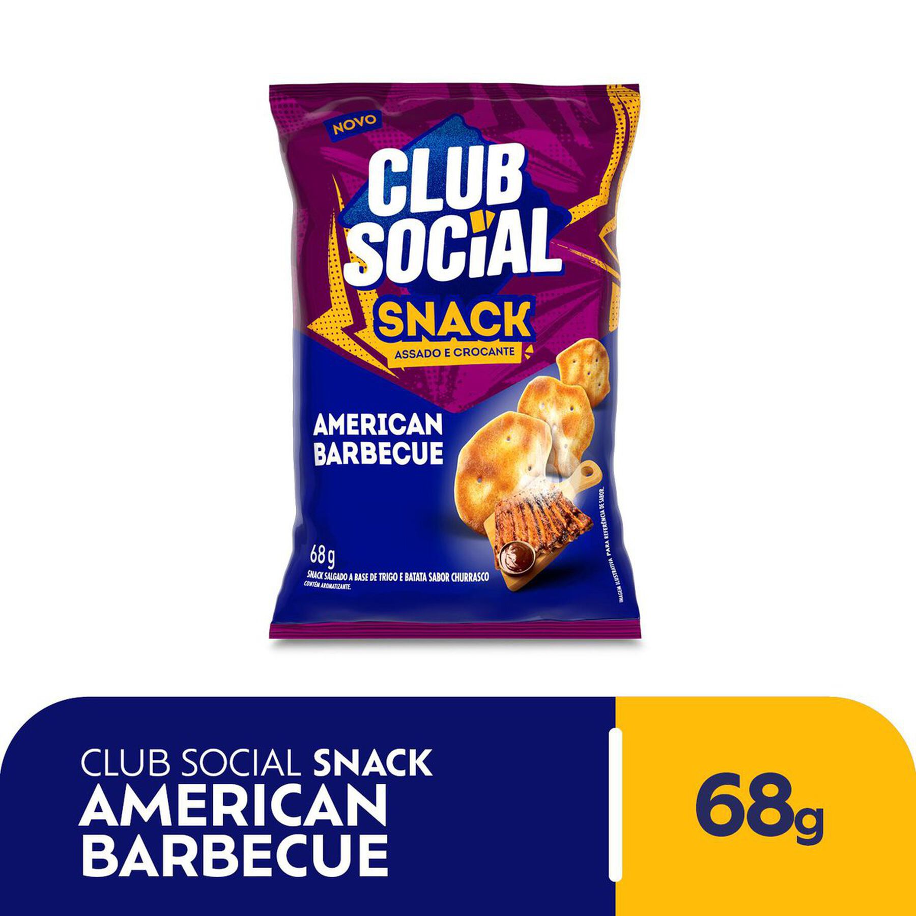 Snack Assado Crocante American Barbecue Club Social Pacote 68g