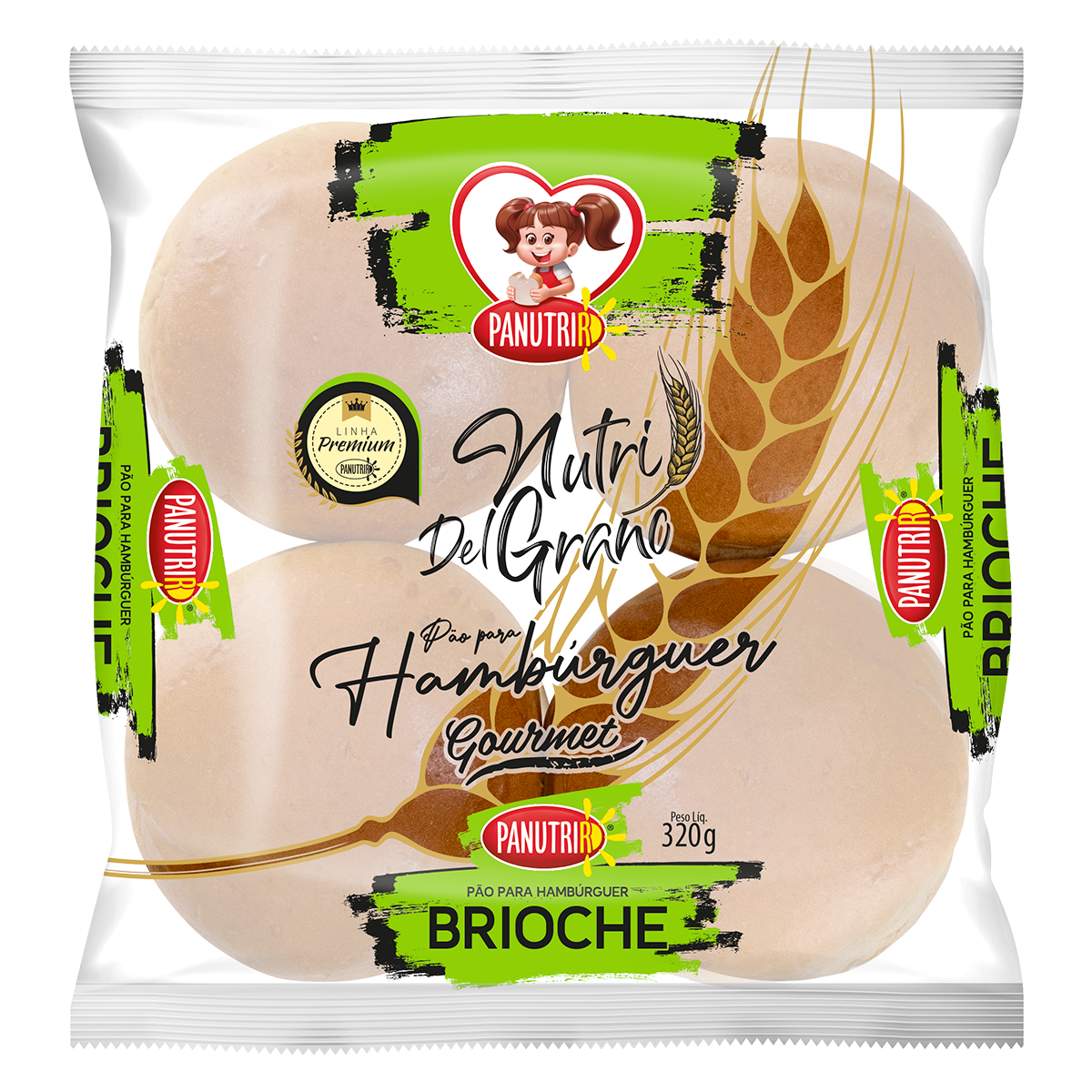 P&atilde;o para Hamb&uacute;rguer Brioche Nutri Del Grano Panutrir Pacote 320g