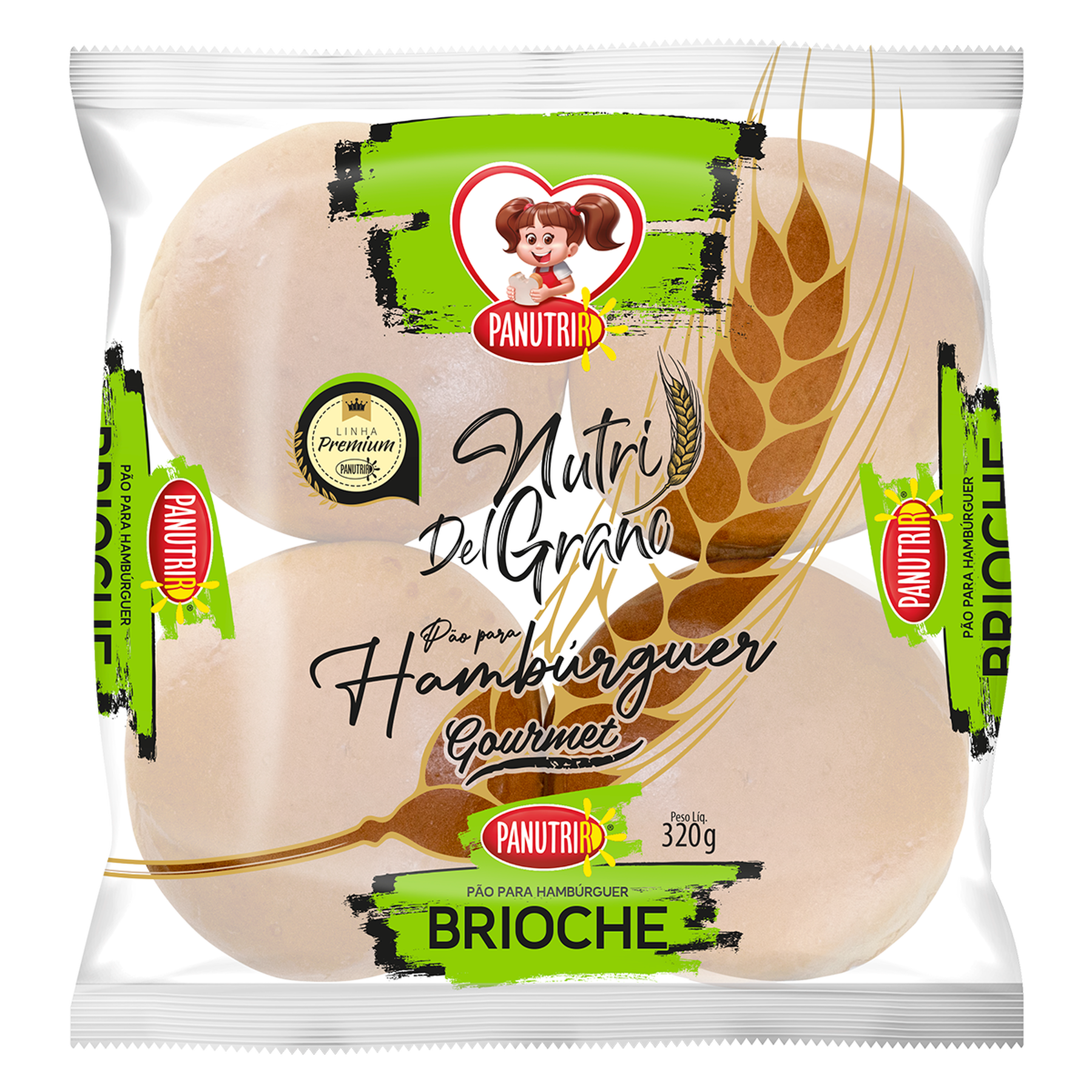 P&atilde;o para Hamb&uacute;rguer Brioche Nutri Del Grano Panutrir Pacote 320g