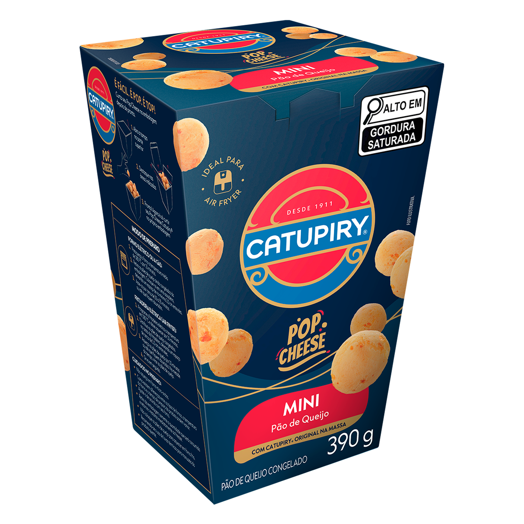 Mini P&atilde;o de Queijo Pop Cheese Catupiry Caixa 390g