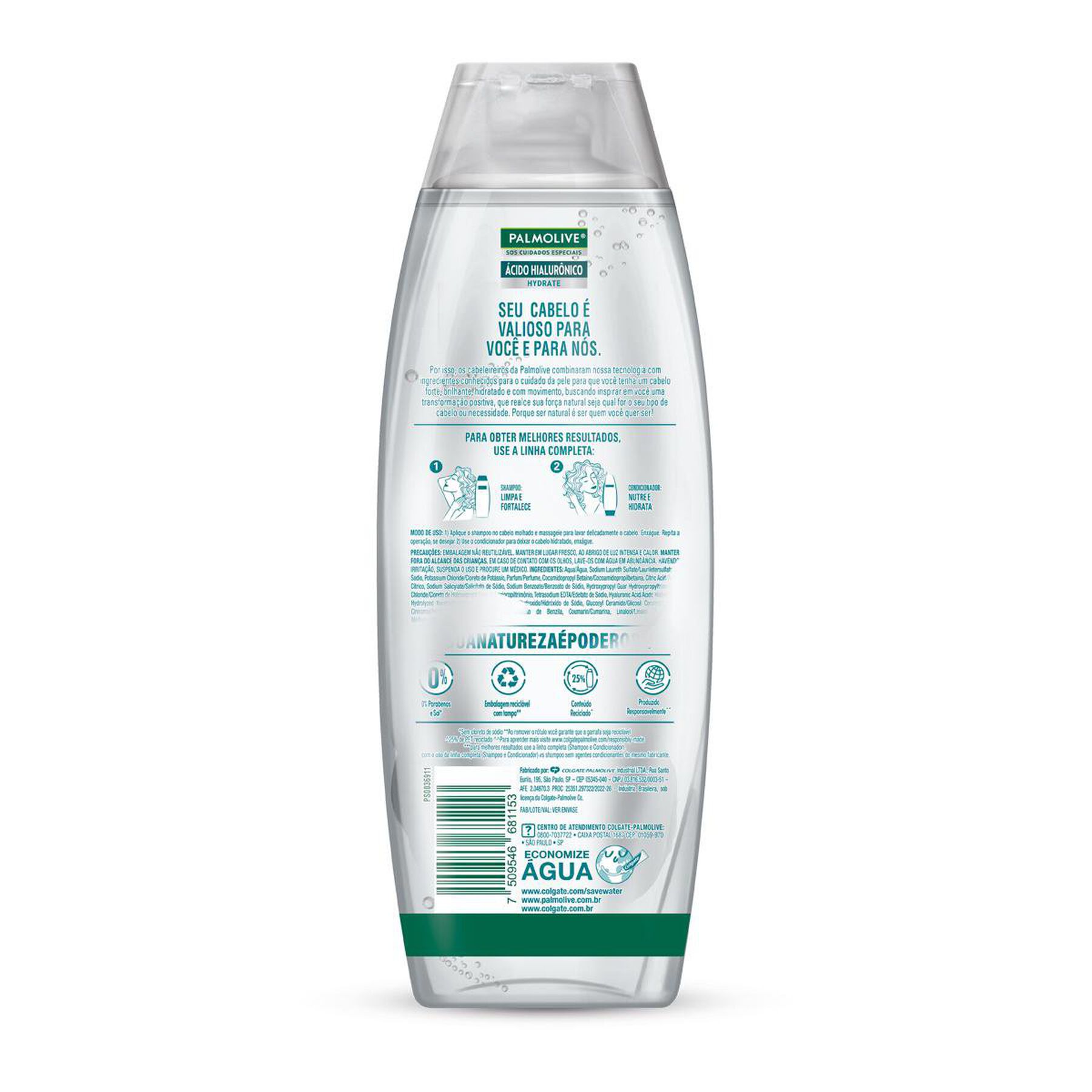 Shampoo Hydrate Ácido Hialurônico SOS Cuidados Especiais Palmolive Frasco 350ml