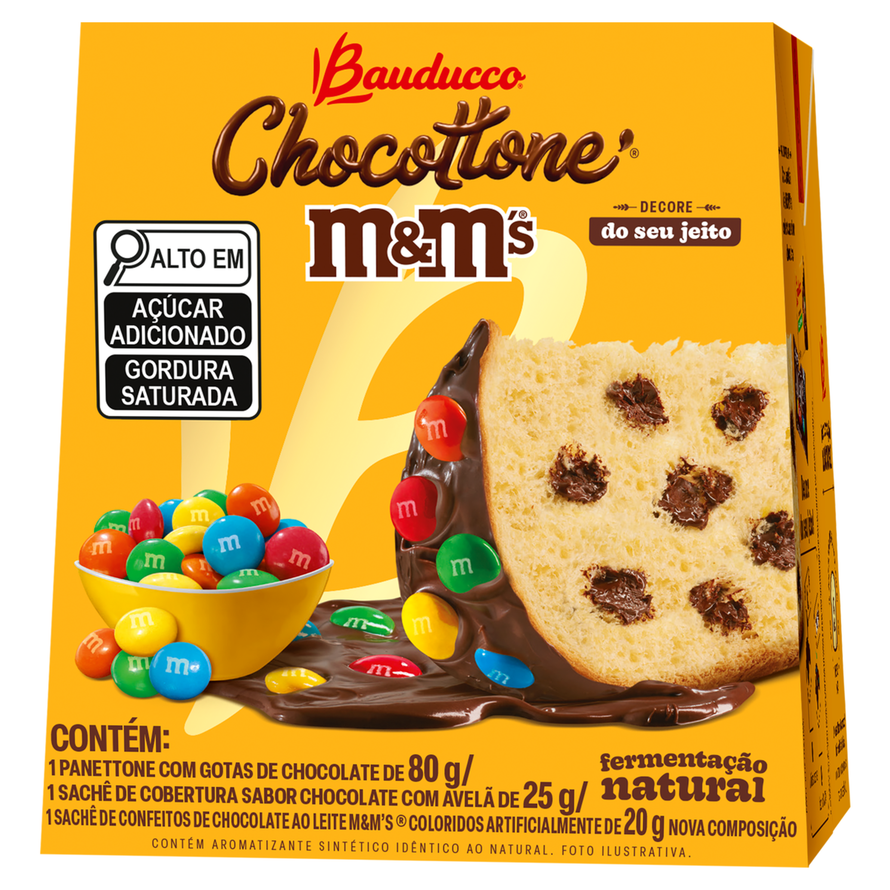 Panettone M&M's com Gotas de Chocolate Chocottone Bauducco Caixa 80g