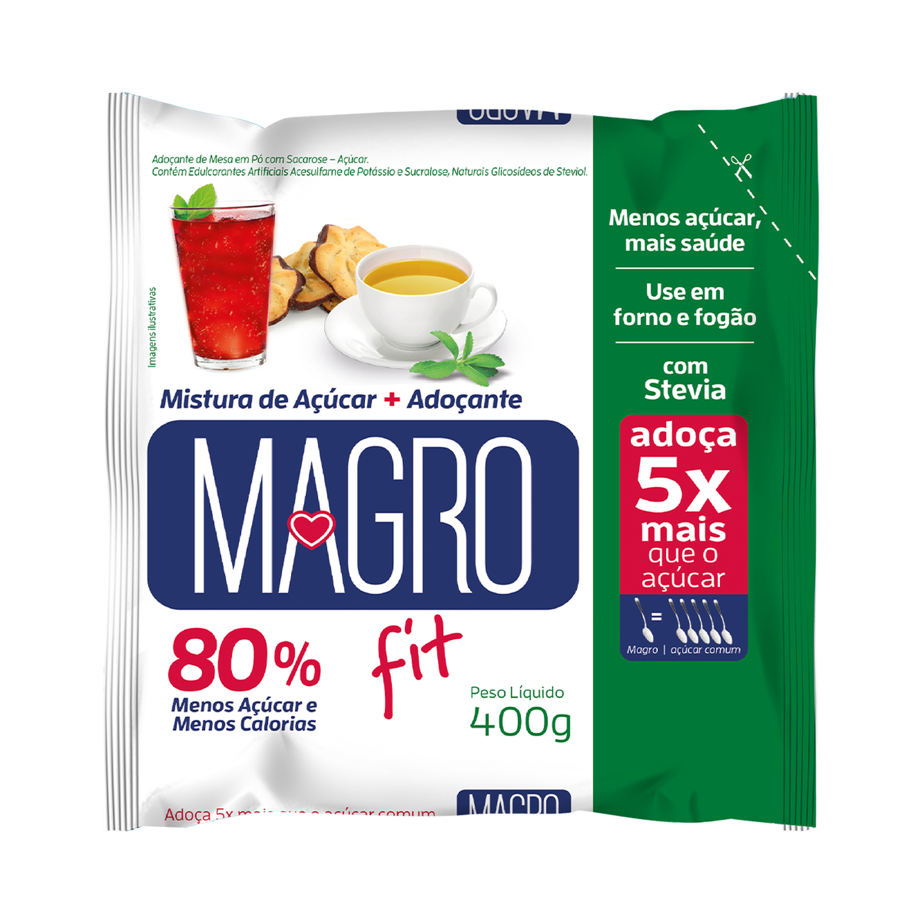 Ado&ccedil;ante de Mesa em P&oacute; com Stevia Magro Fit Pacote 400g