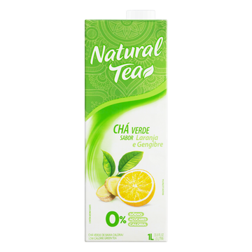 Chá Verde Laranja e Gengibre Zero Açúcar Natural Tea Caixa 1l