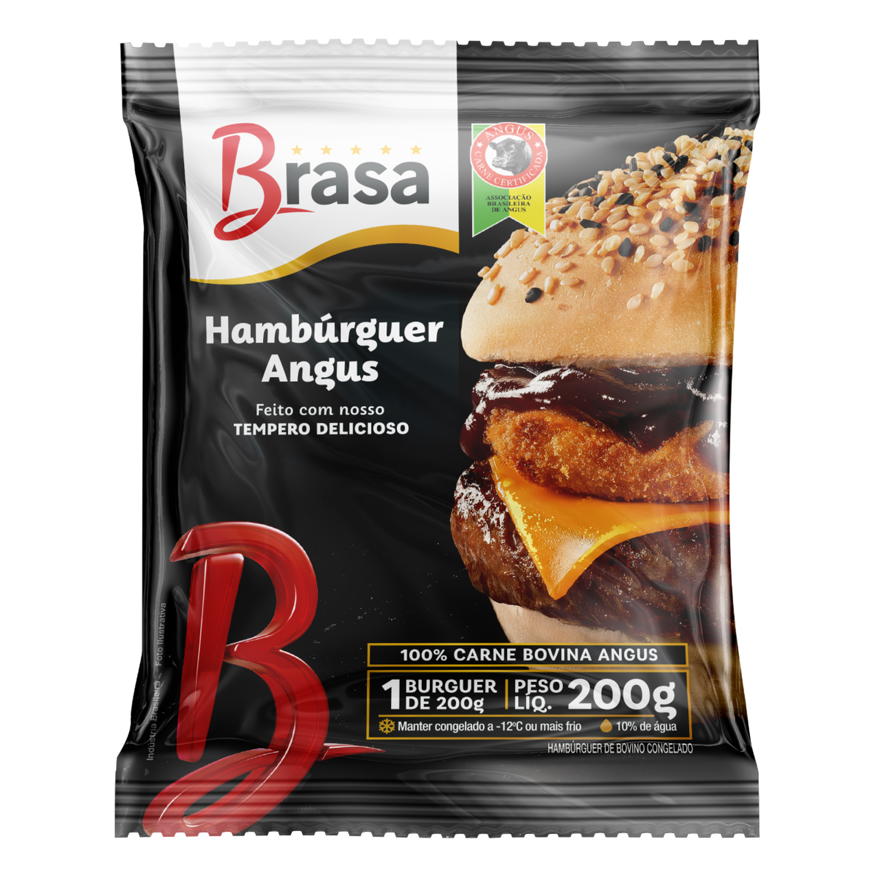 Hamb&uacute;rguer de Carne Bovina Angus 200g
