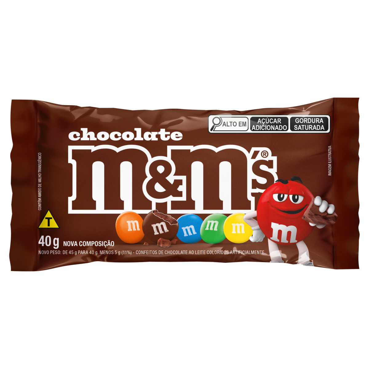 Confeito de Chocolate ao Leite M&M's Pacote 40g