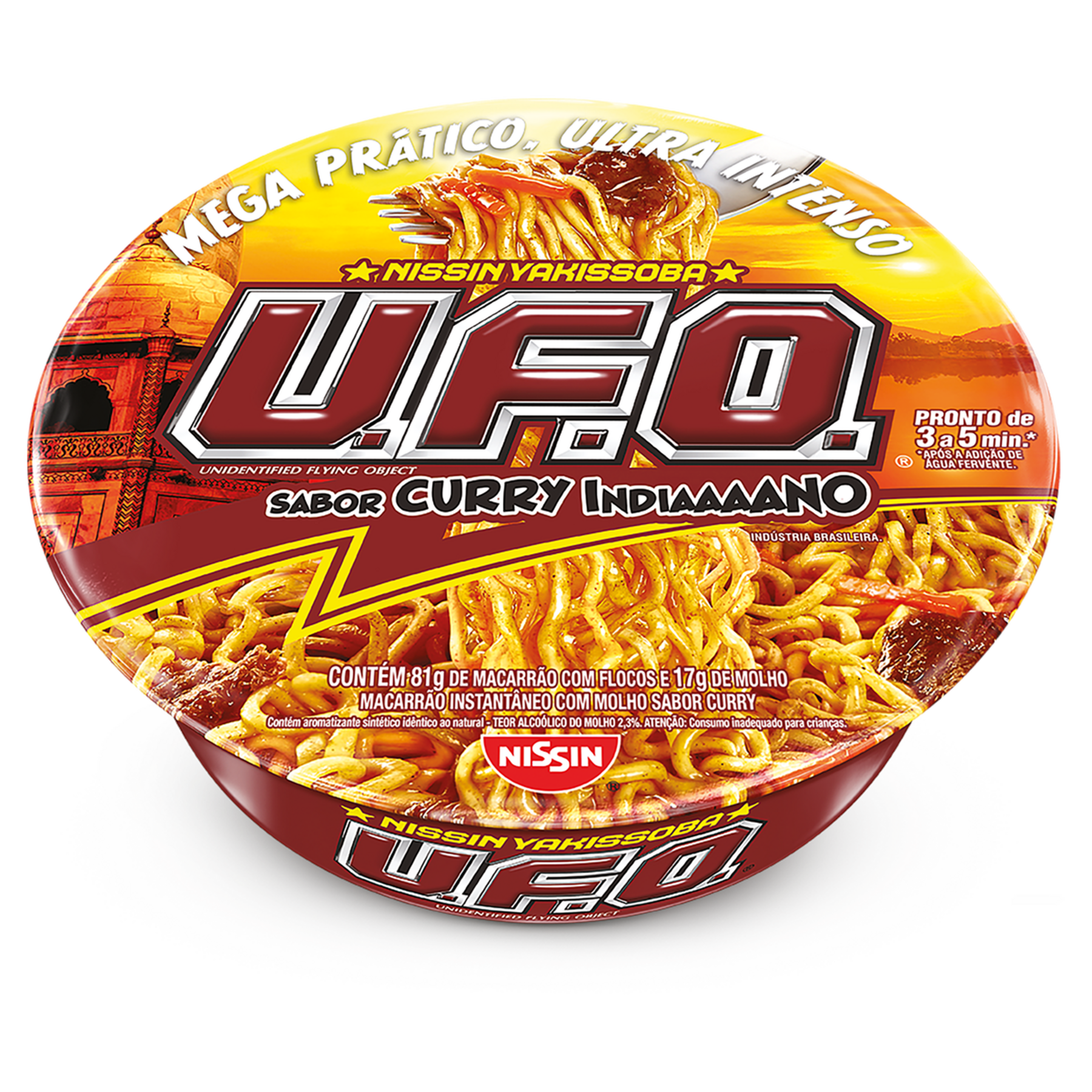 Macarrão Instantâneo Yakissoba Curry Indiano Nissin U.F.O. Bandeja 81g