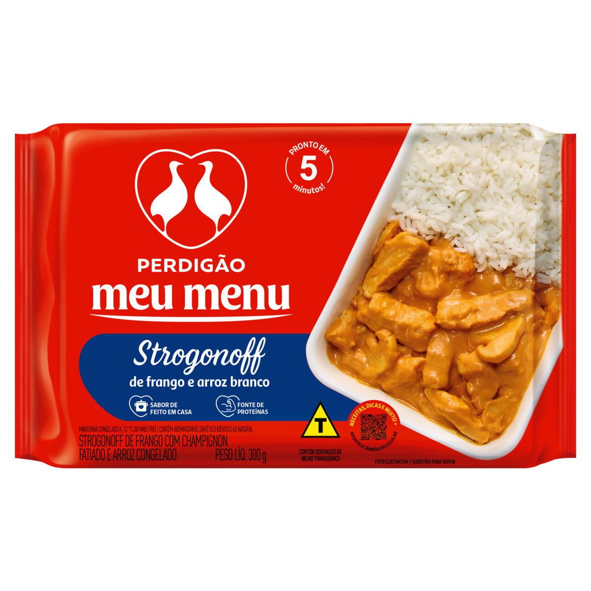 Strogonoff de Frango com Arroz Branco Perdig&atilde;o Meu Menu Pacote 300g&nbsp;