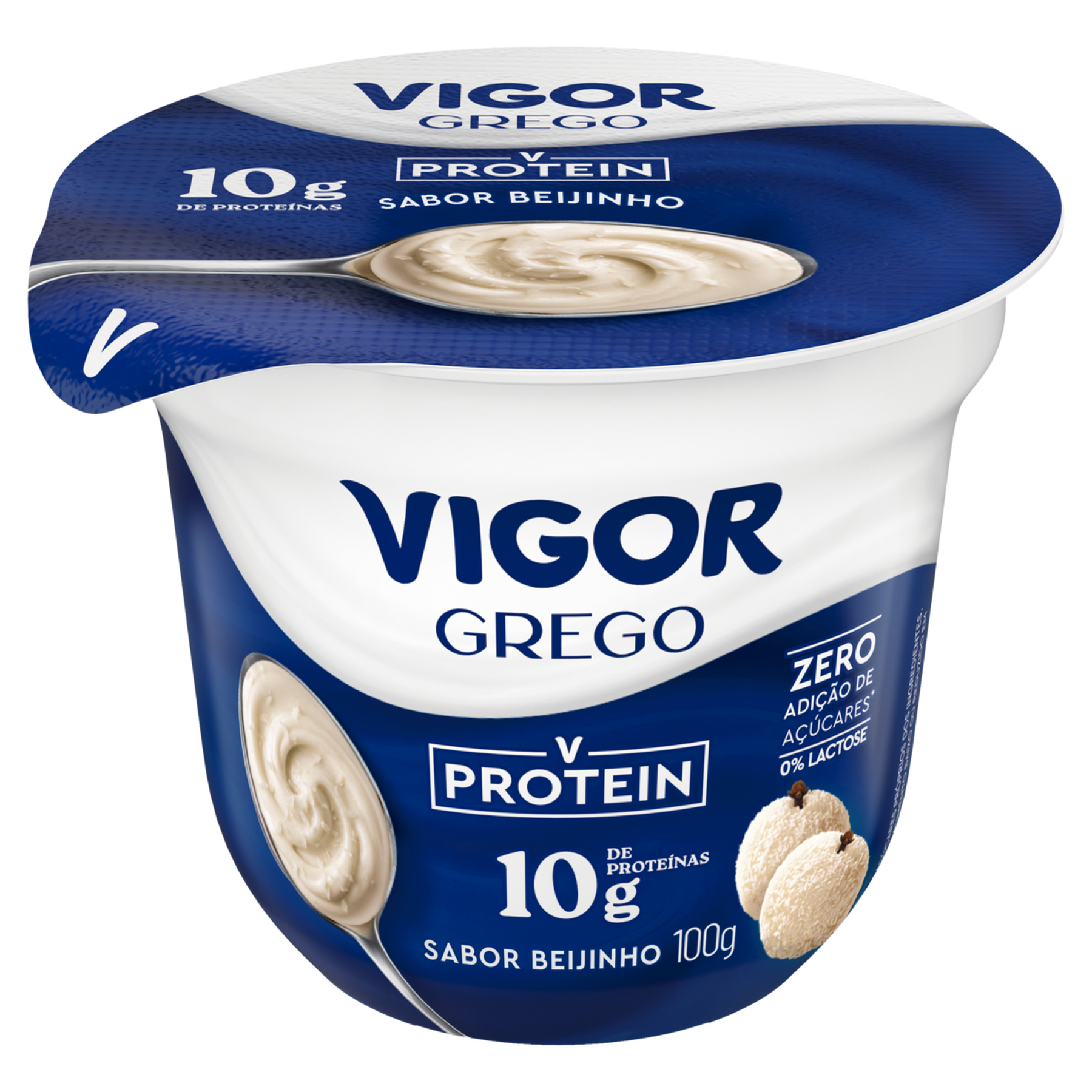 Iogurte Parcialmente Desnatado Grego Beijinho Zero Protein Vigor Pote 100g