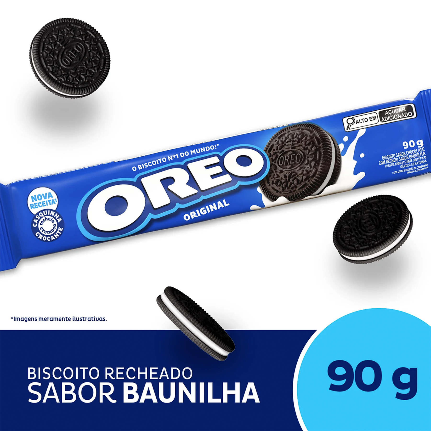 Biscoito Chocolate Recheio Baunilha Oreo Pacote 90g