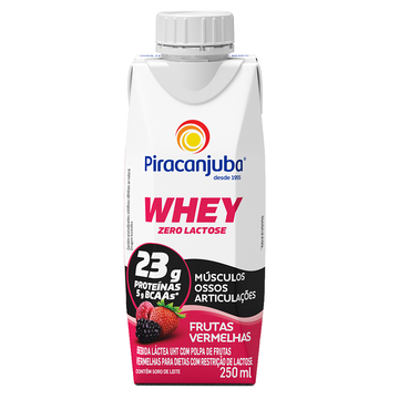 Bebida Láctea UHT Frutas Vermelhas Zero Lactose Piracanjuba Whey Caixa 250ml