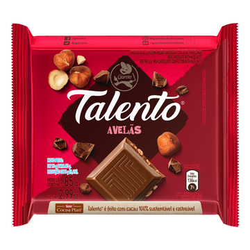 Chocolate ao Leite com Avelãs Garoto Talento Pacote 85g