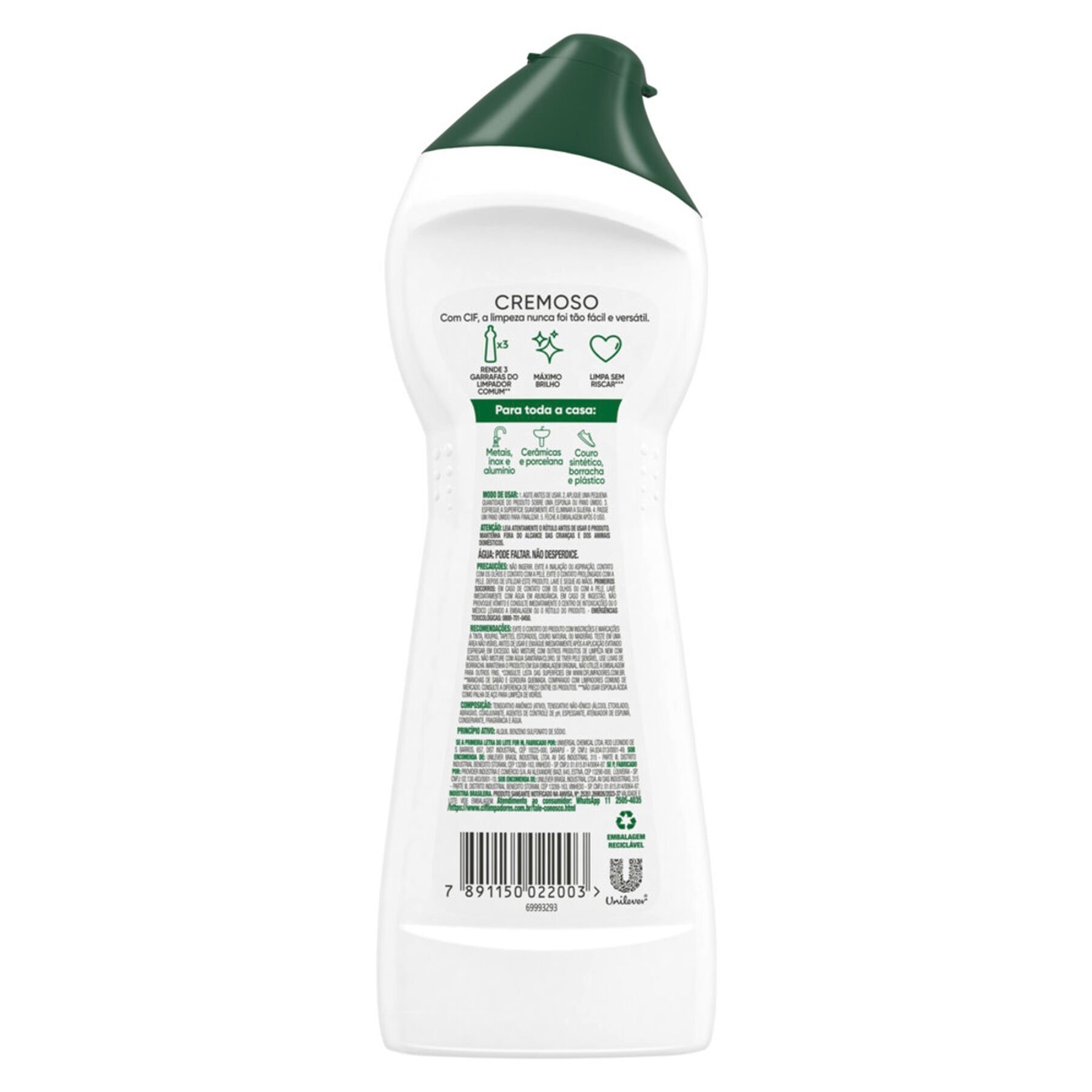 CIF Cremoso Limpeza Milagrosa Limão para casa 250ml