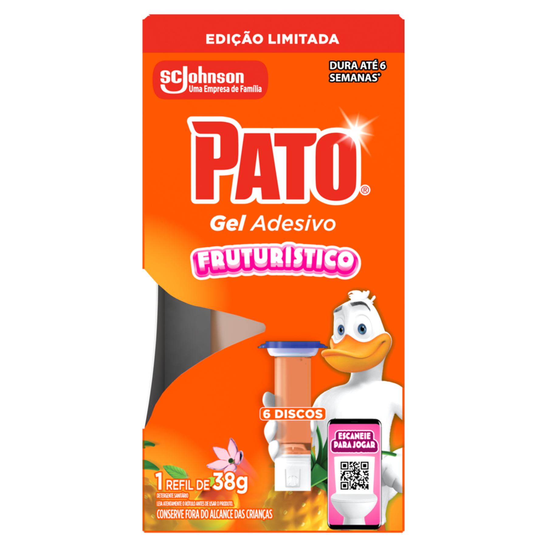 Detergente Sanit&aacute;rio Gel Adesivo Frutur&iacute;stico Pato 38g Refil