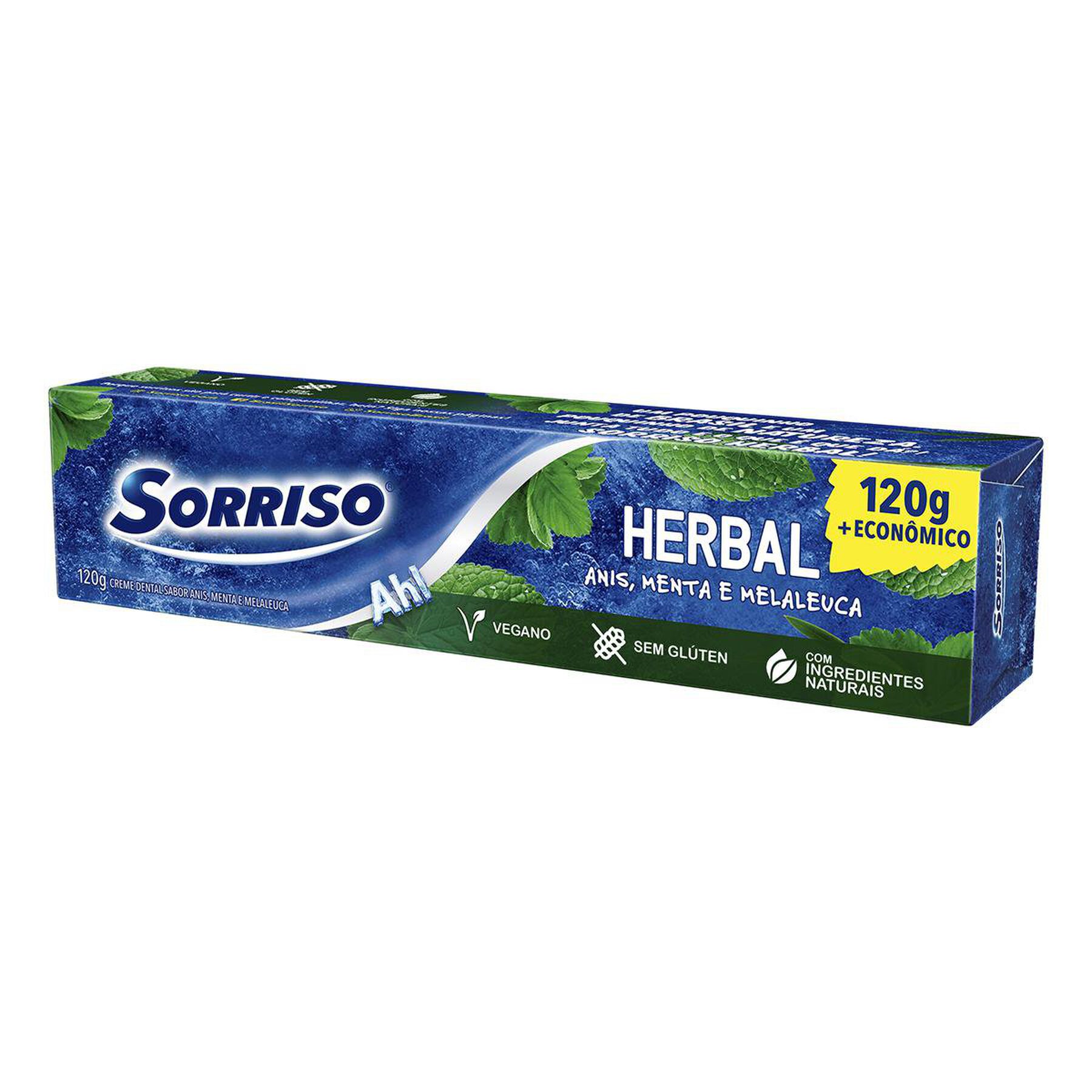 Creme Dental Anis, Menta e Melaleuca Herbal Sorriso Caixa 120g - Embalagem + Econômico