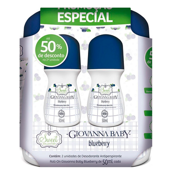 Desodorante Roll-On Blueberry Giovanna Baby 50ml C/2 Unidades