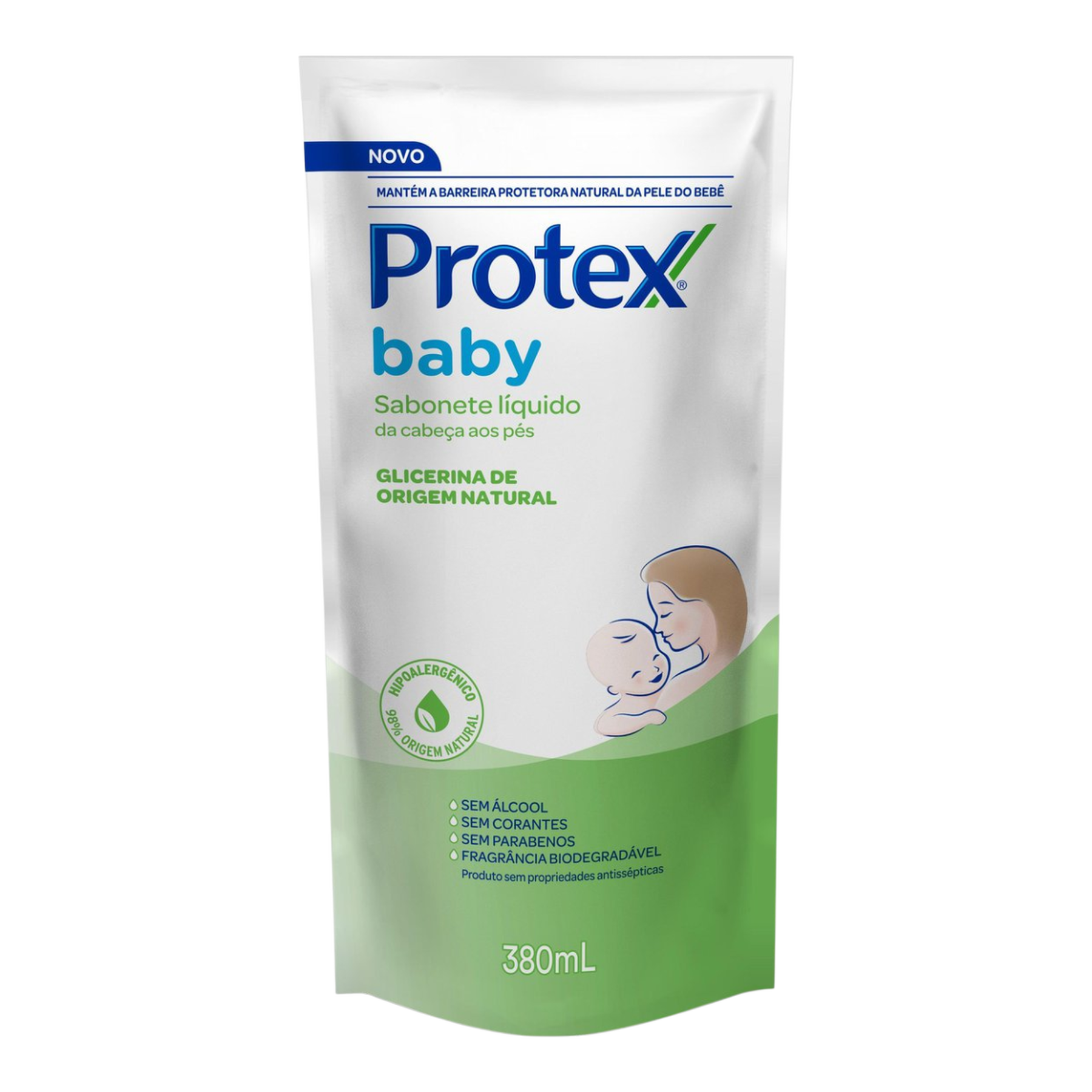 Sabonete L&iacute;quido Glicerina Natural Protex Baby Sach&ecirc; 380ml