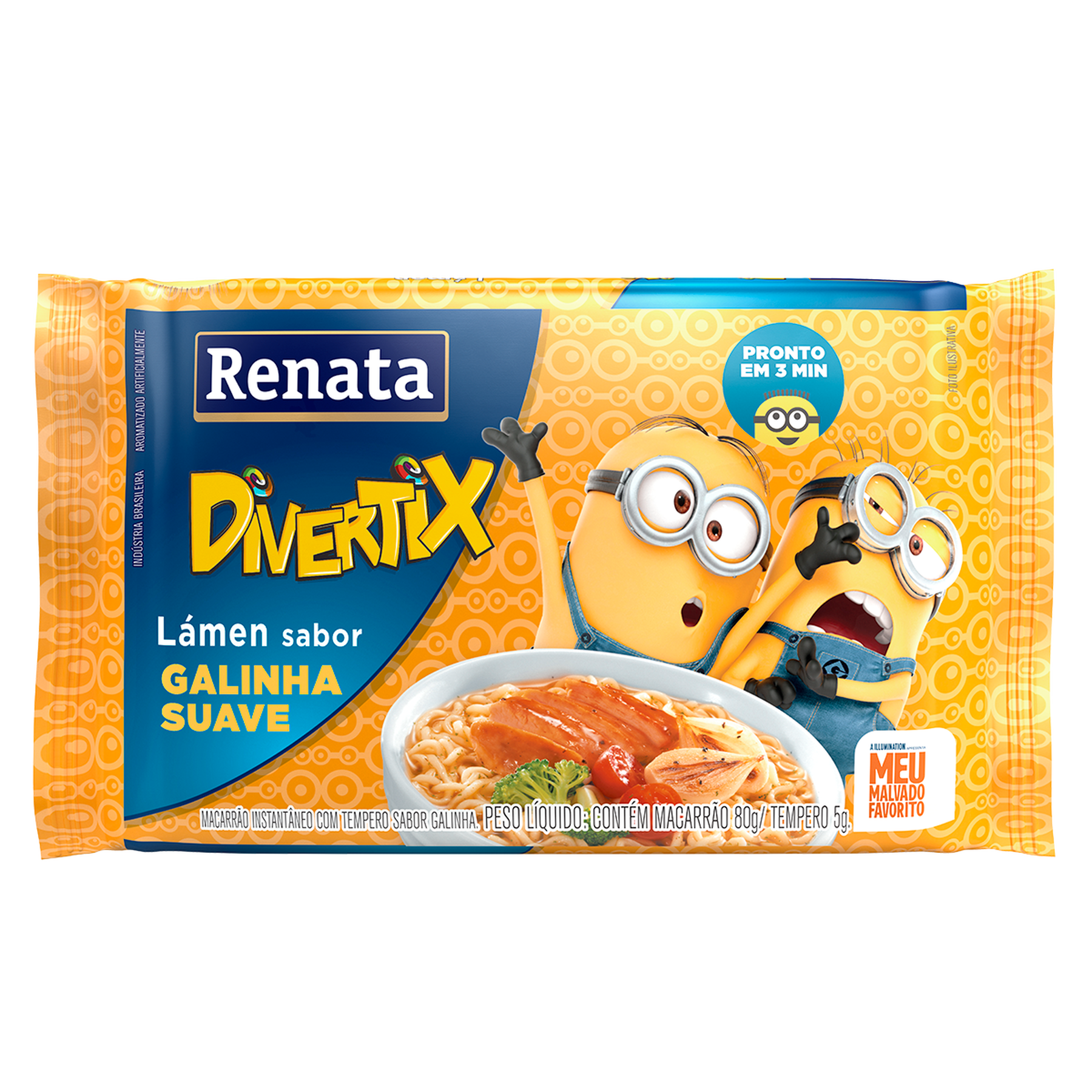 Macarrão Instantâneo Lámen Galinha Suave Divertix Renata Pacote 85g 