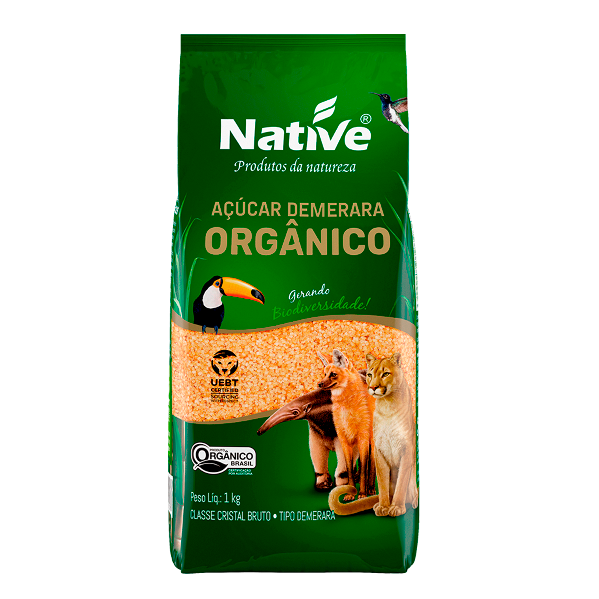 A&ccedil;&uacute;car Demerara Org&acirc;nico Native Pacote 1kg
