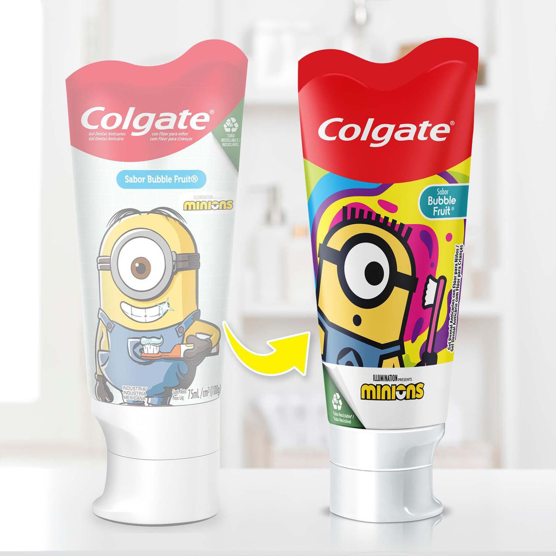 Gel Dental Infantil com Flúor Bubble Fruit Minions Colgate Smiles Bisnaga 100g