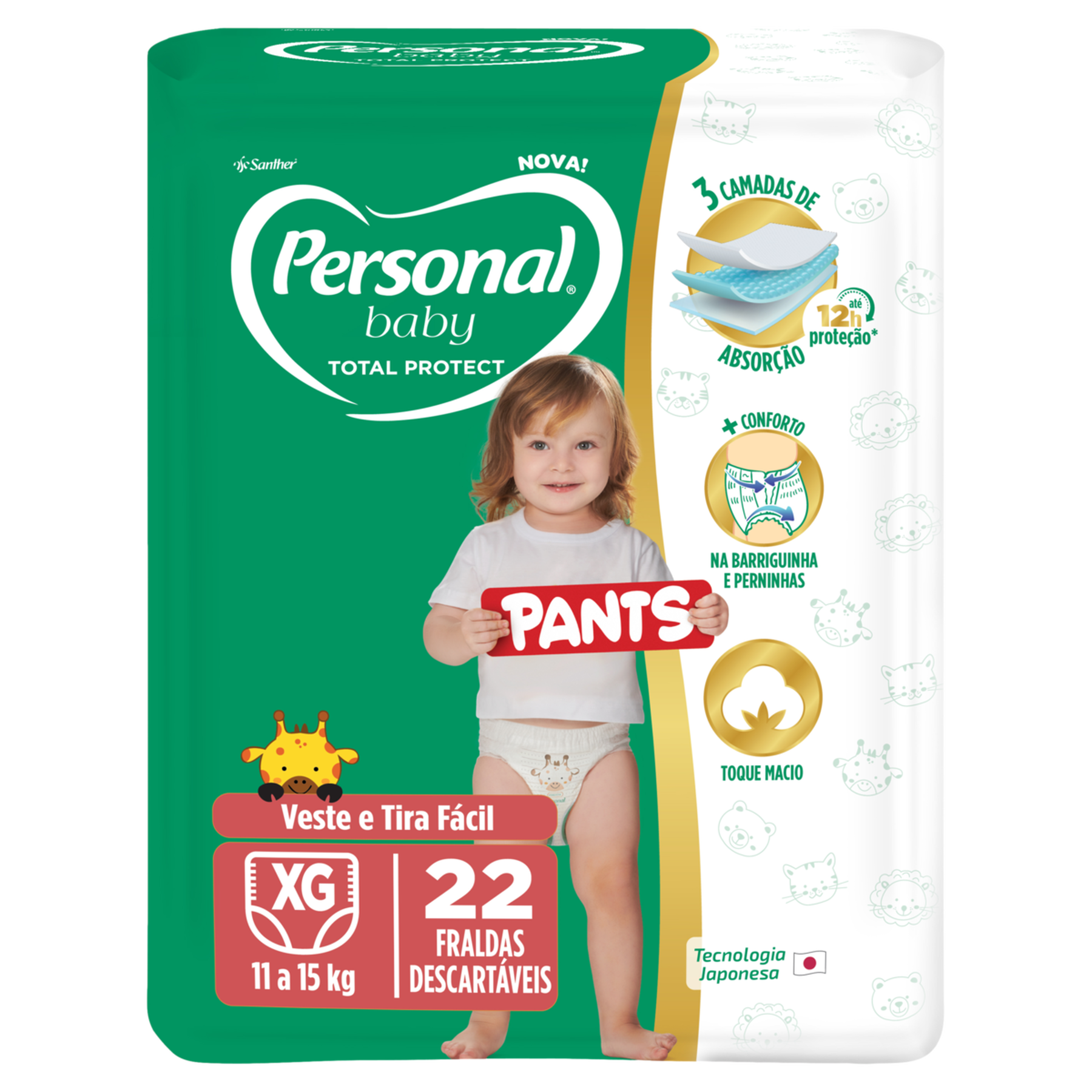 Fralda Descartável Pants Personal Baby Total Protect XG Pacote C/22 Unidades