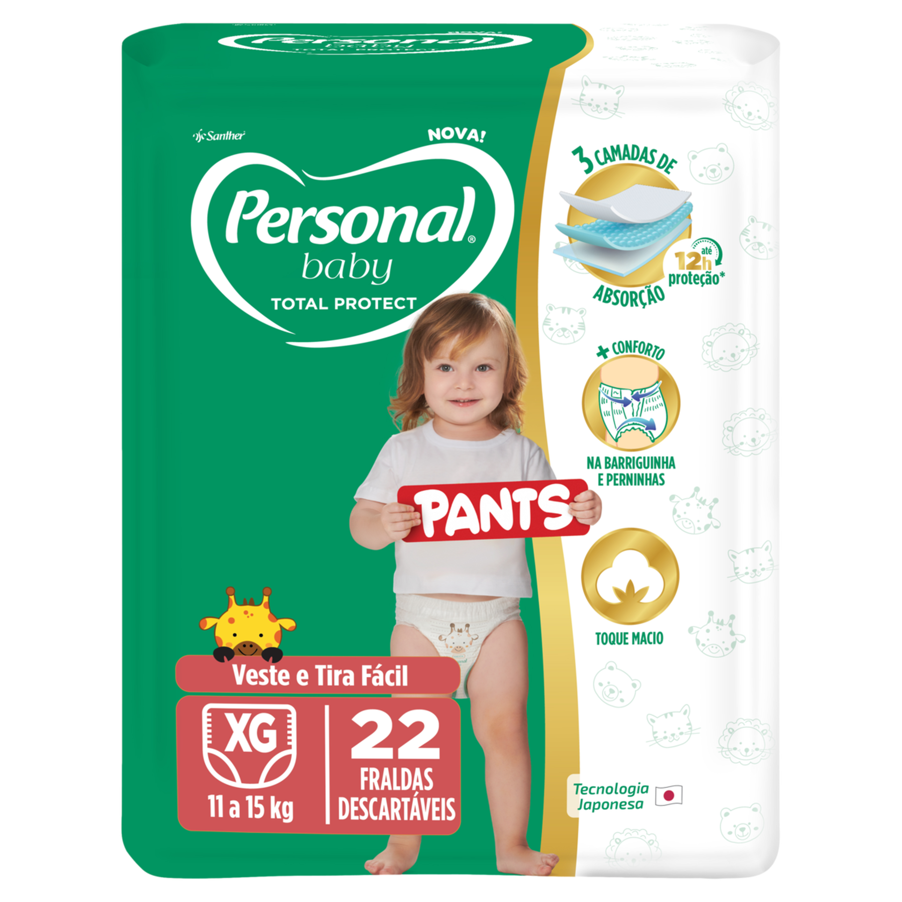 Fralda Descart&aacute;vel Personal Baby Pants Total Protect XG Pacote 22 Unidades&nbsp;