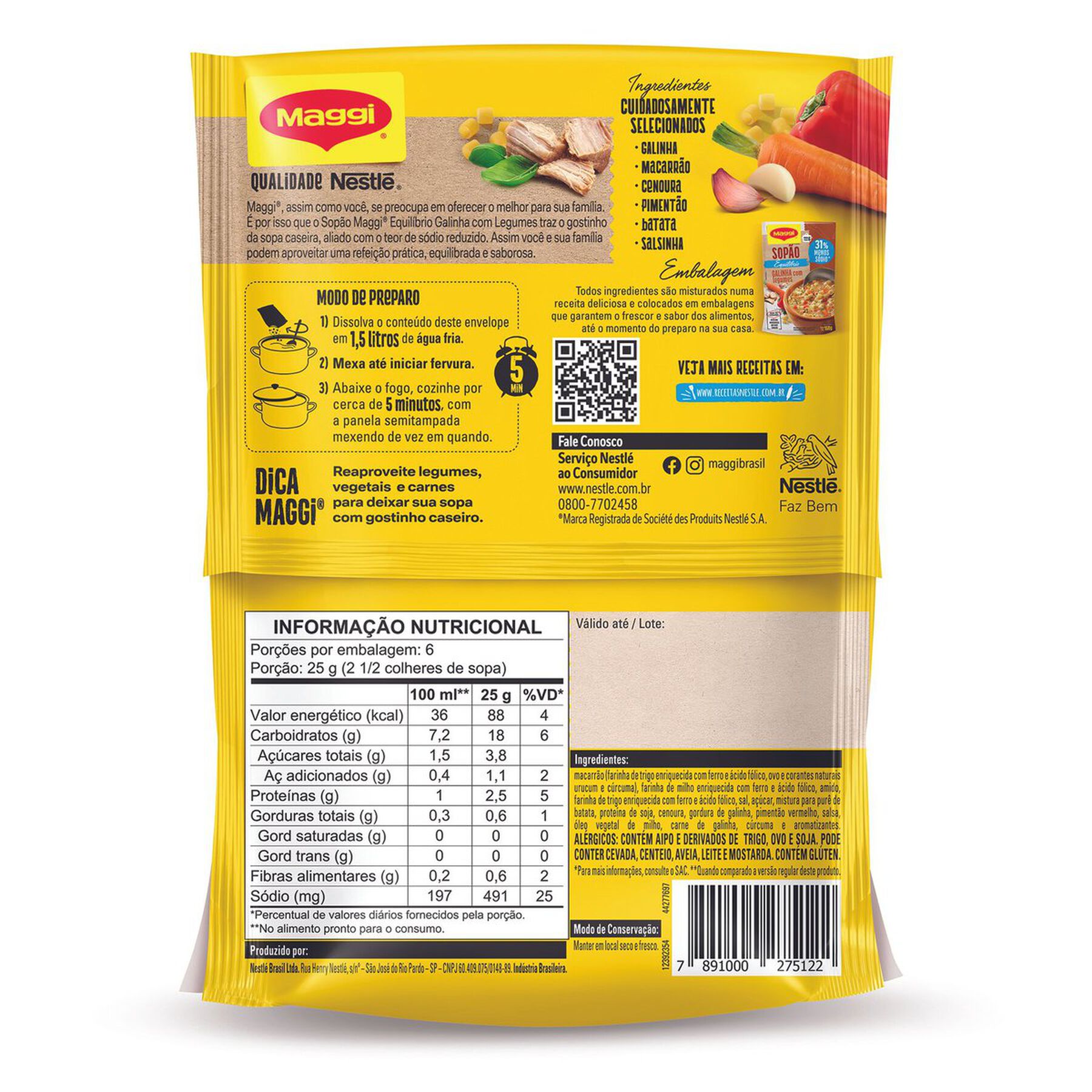 Sop&atilde;o Galinha com Legumes Maggi Equilibrium Sach&ecirc; 150g&nbsp;