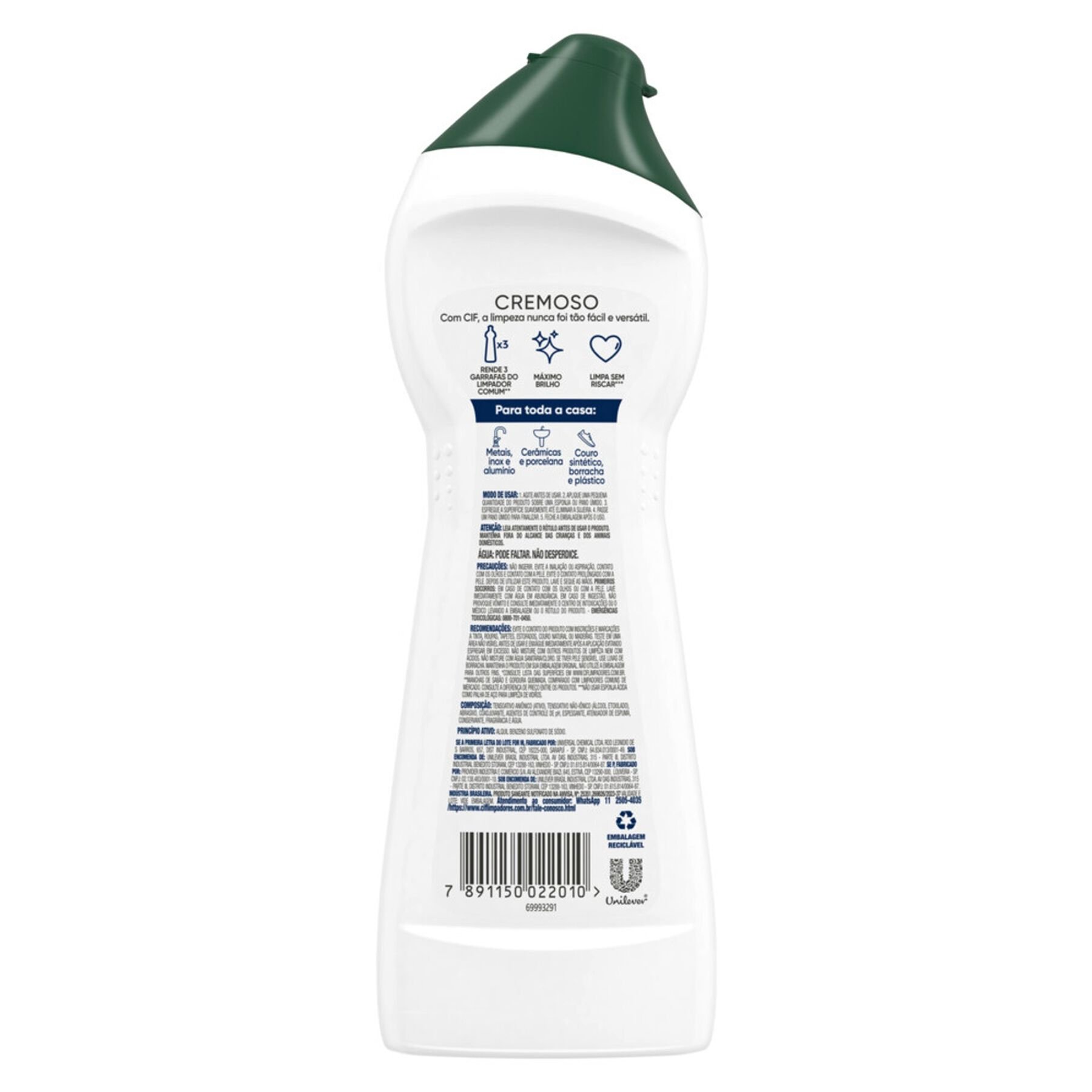 CIF Cremoso Limpeza Milagrosa remove 100% da sujeira 250ml