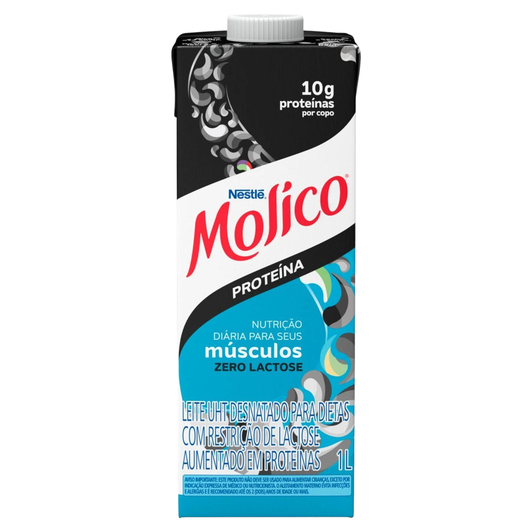 Leite UHT Desnatado Zero Lactose Prote&iacute;na Molico Caixa 1l