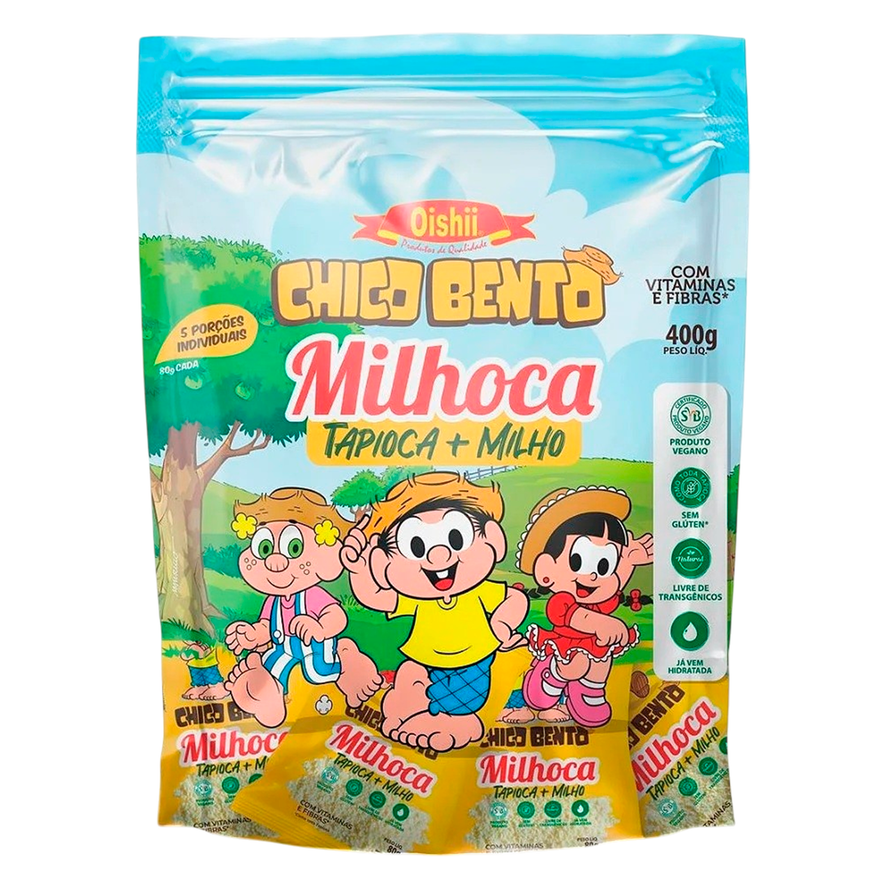 Milhoca Tapioca + Milho Chico Bento Oishii Pacote 400g C/5 Unidades