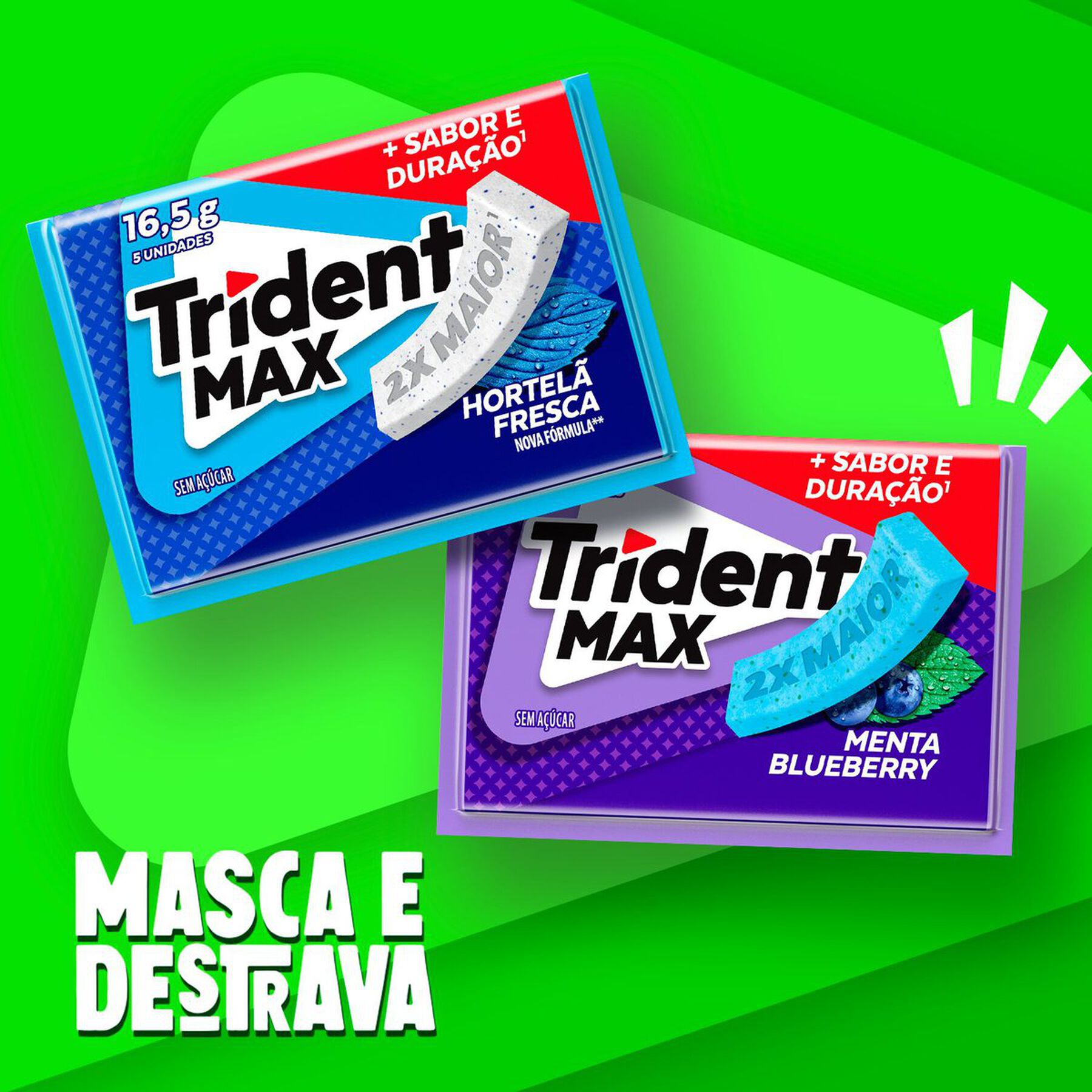 Chiclete Trident Max Hortelã Fresca Sem Açúcar 16g -Embalagem com 5 unid.
